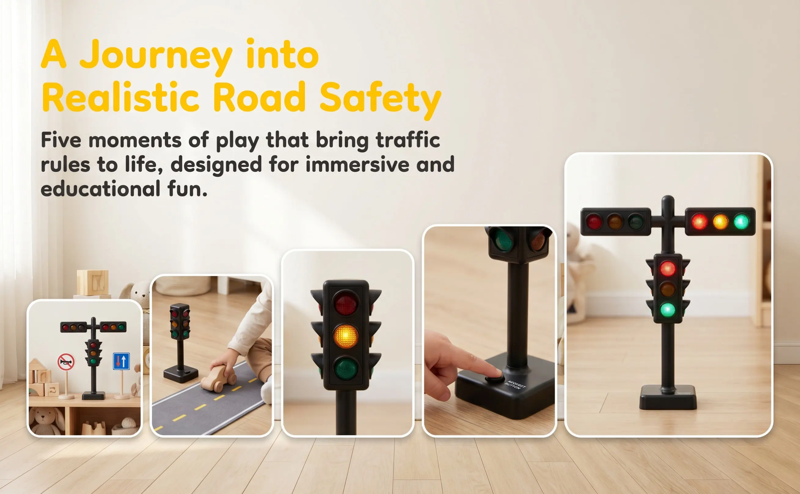 Realistic Simulation Traffic Light with Sound Effects & Auto Light Change for Early Education and Role Play