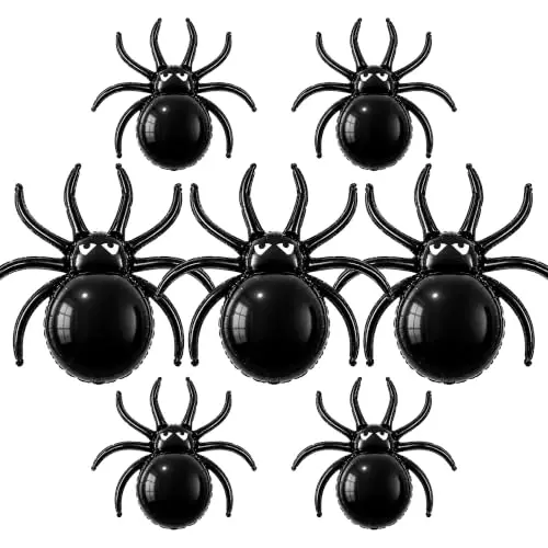 6/21pcs 3D Black Spider Balloons 33 Inch Large Spider Foil Balloons Halloween Party Decoration Supplies Haunted House Supplies
