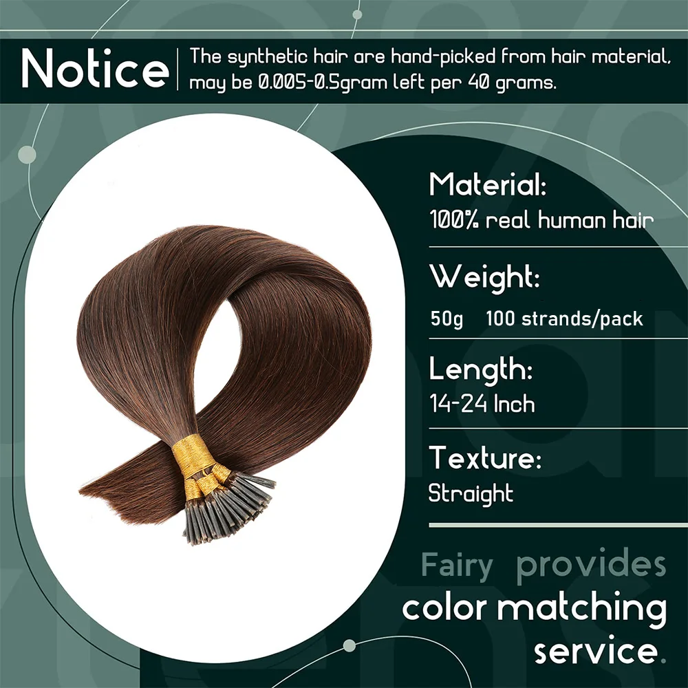 Extensões naturais reais do cabelo humano, queratina eu ponta o cabelo, marrom escuro #2, 100 fios por pacote 50g, fushion, moda, 14 "a 24"