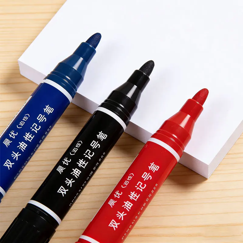 

Stationery Markers Art Supplies 5 Markers Double-headed Permanent Markers Black Red and Blue Oil 2mm/6mm Waterproof Quick-drying