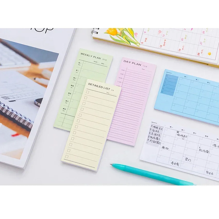 1pack/lot Colorful Day plan Week Plan Month plan Detailed list Notebook Notepad Daily Memos Planner  Office School Supply