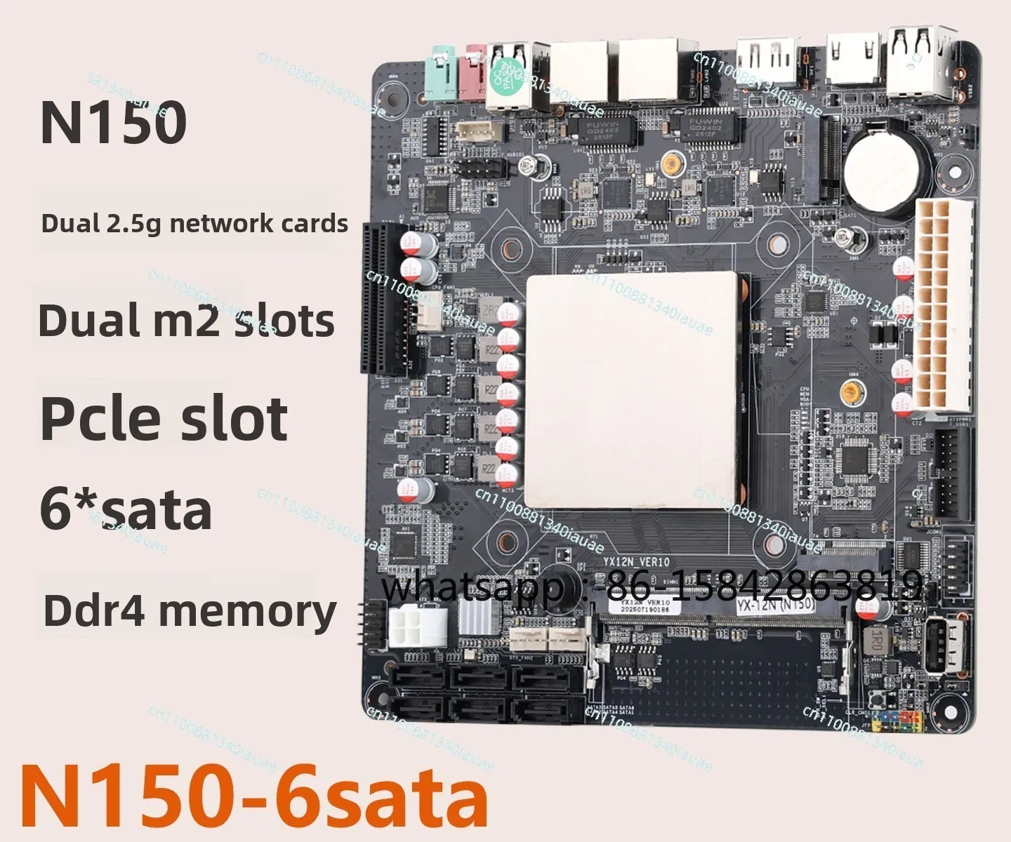 N150 NAS Motherboard Dual 2.5G LAN PCIe Slot Dual M.2 NVMe SSD Home Network Storage Server Mainboard view 4