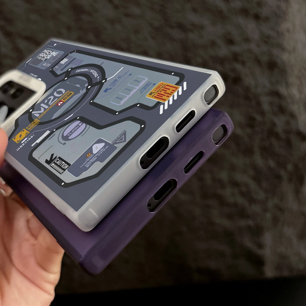 Maquinaria M20 circuito etiqueta chapado caja plateada para Samsung Galaxy S25 S24 S23 Ultra S22 S21 Plus S20 FE cubierta dura de PC a prueba de golpes