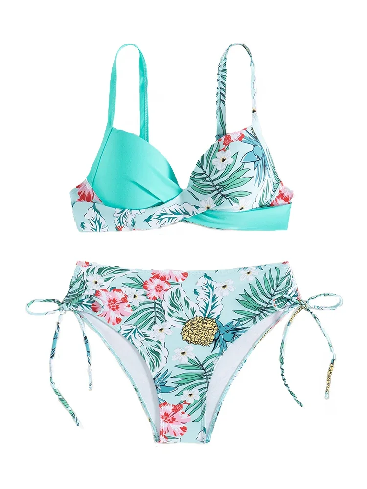 Bikini 2025 New Swimsuit Women Push Up Swimwear Print Sling Bikinis Set Sexy Thong Bathing Suit Female Summer Beach Two Piece