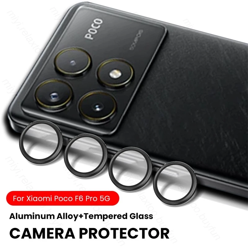 For Xiaomi Poco F6 Pro 5G Case Matel Ring+9D Tempered Glass Camera Protectors PocoF6 Poko Little F6Pro F 6 Pro 6Pro 6F Lens Cap