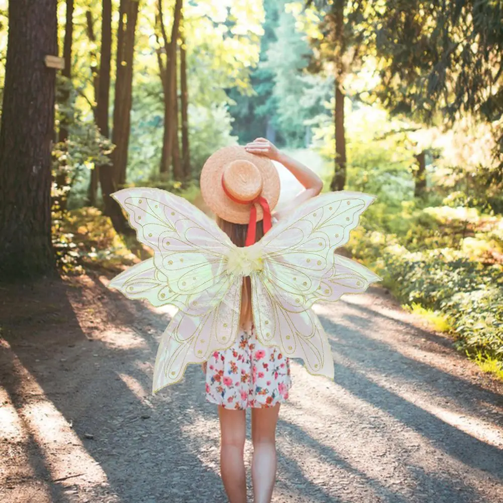 Fairy Wings with Garland Wand Enchanting Fairy Costume Set with Butterfly Wings Floral Garland Elf Ears for Adults Girls Magical