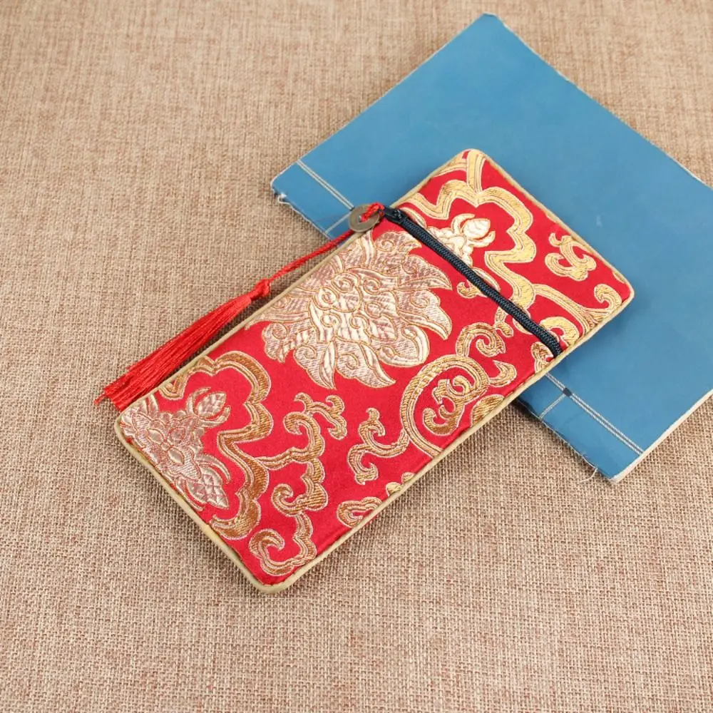 

Fashion Gift Dragon Pattern Buddhist Brocade Lotus Antique Jewelry Bag Scripture Bag Chinese Style Sachet Embroidery Bag