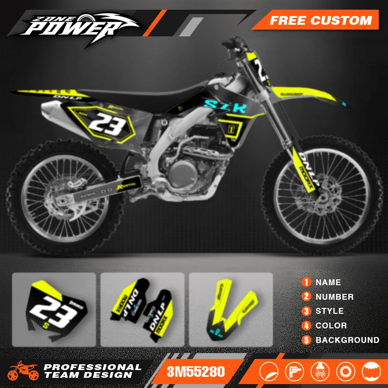 Powerzone For SUZUKI RMZ450 2008-2017 Motorcycle Fairing Graphic Background Decals Sticker Kits Number Name Custom 02