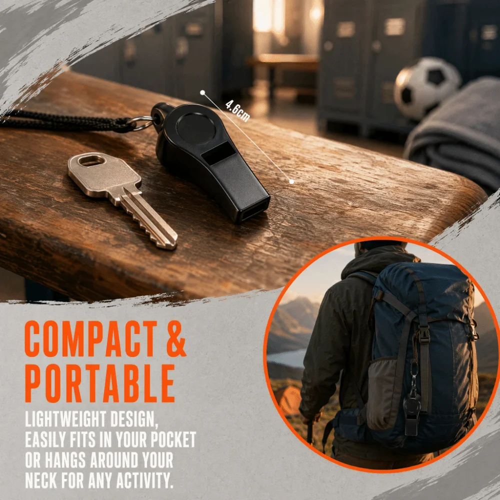 20pcs Plastic Material Plastic Whistle Black Color Crisp Sound Referee Whistle Portable Size Lanyard Strap Sports Whistle