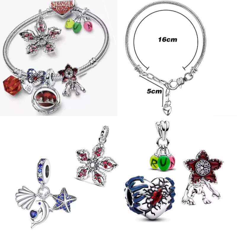 Nouveau Charm Fleur Monstre Rouge Compatible Bracelet en Argent Sterling 925 Original Perlé DIY pour Femme Bijou de Boutique Haut de Gamme Cadeau