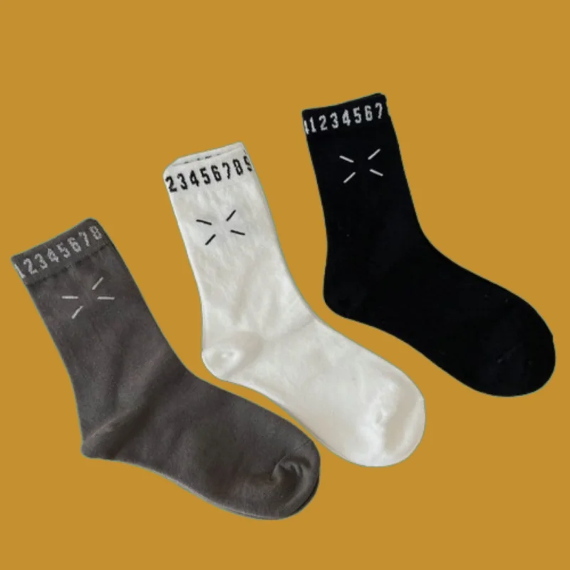 

5/10 Pairs European Socks Women's Middle-tube Socks Korean Style High-waisted Autumn and Winter Girls' New Fashion Stacked Socks