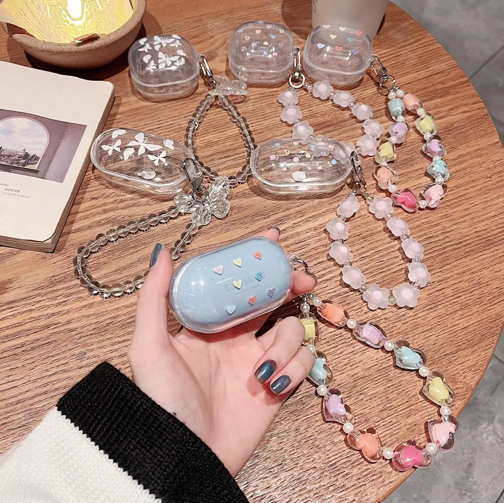 Flower Transparent Soft Case For Samsung Galaxy Buds puls Protective Earphone Cover With bracelet