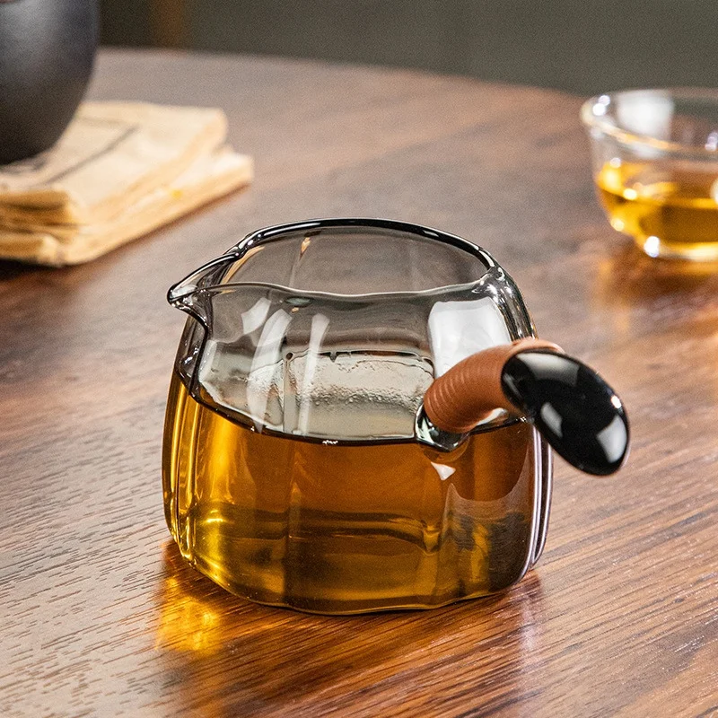 Ceremonia del té ocio 300ml mango lateral resistente al calor dispensador de té de vidrio taza justa Chahai elaboración tetera verde tetera Kungfu
