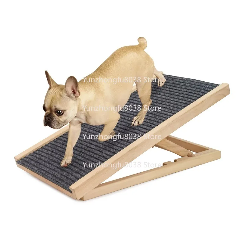 

Wooden Dog Ramp 2-level Height Adjustable, Folding Portable Pet Cat Ladder, Indoor Sofa Dog Stairs Non-slip