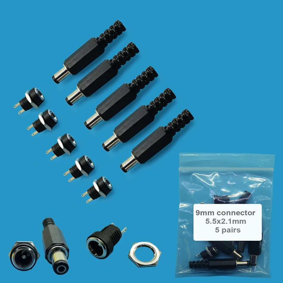 DC12V 24V Male Jack Plug Female Socket Panel Mount Power Connectors Terminals Blocks Electrical Equipment Supplies