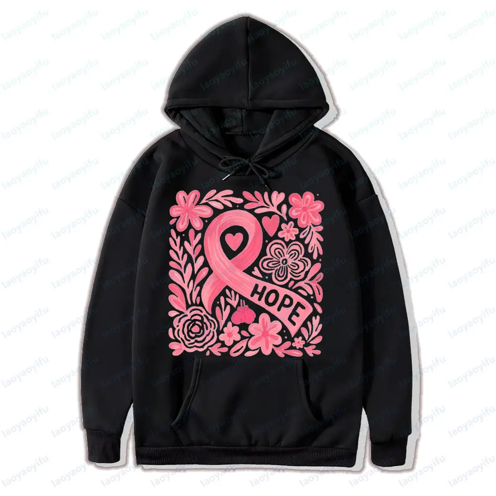 Boho Floral Breast Cancer Awareness Kleidung Pink Ribbon Shirt Anti Cancer Support Apparel Damen Daily Life Motivation Hoodies