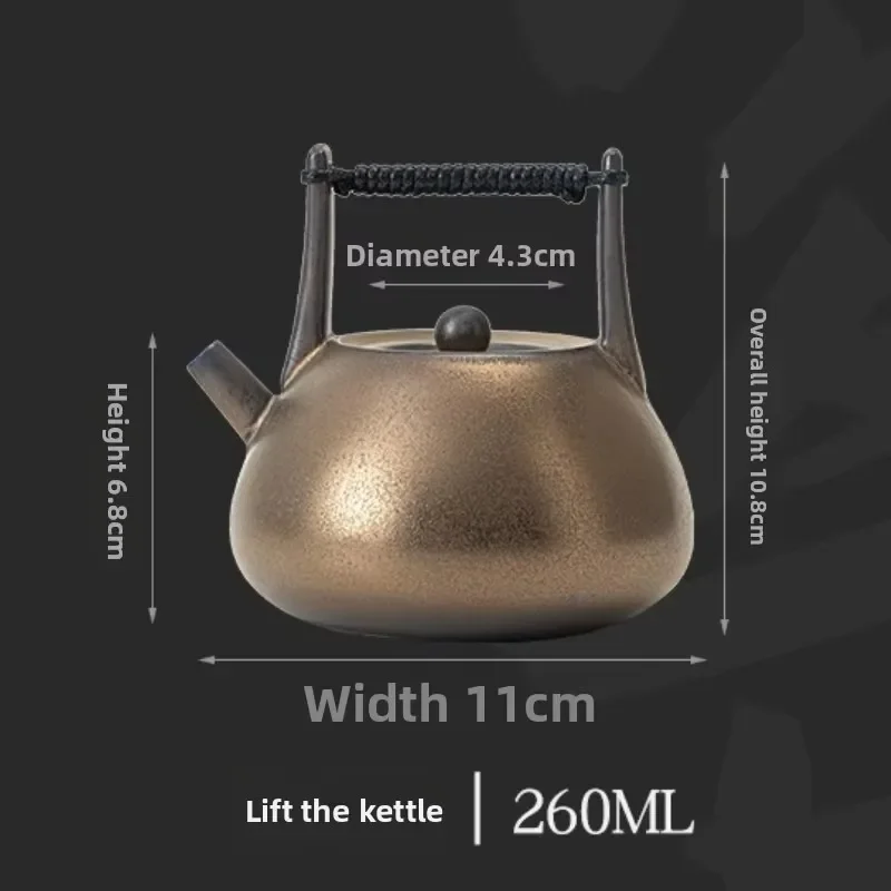 Gilt rust glaze ceramic beam pot teapot retro handmade single pot with filter kung fu tea set Chinese style brewing teapot