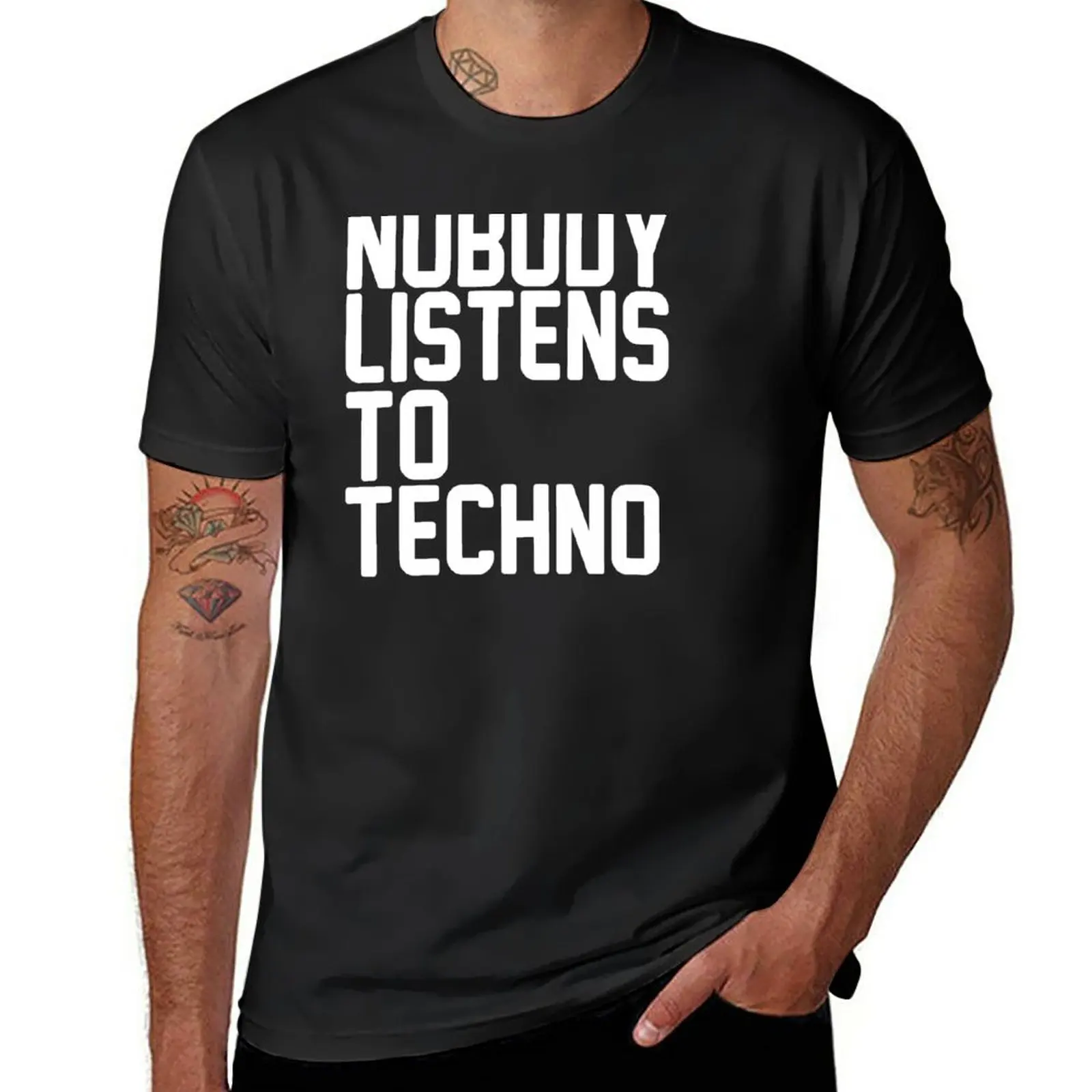 

New Nobody Listens To Techno T-Shirt T-shirt short oversized t shirt Men's cotton t-shirt