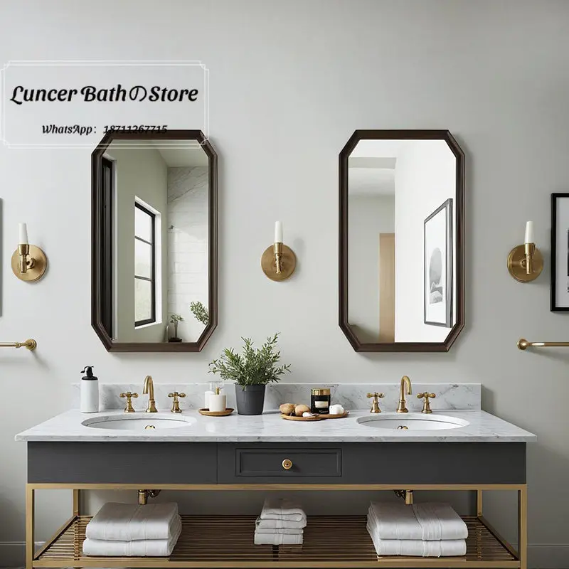 French-style wall-mounted bathroom mirror, vintage high-end dressing mirror for home use, smart bathroom mirror