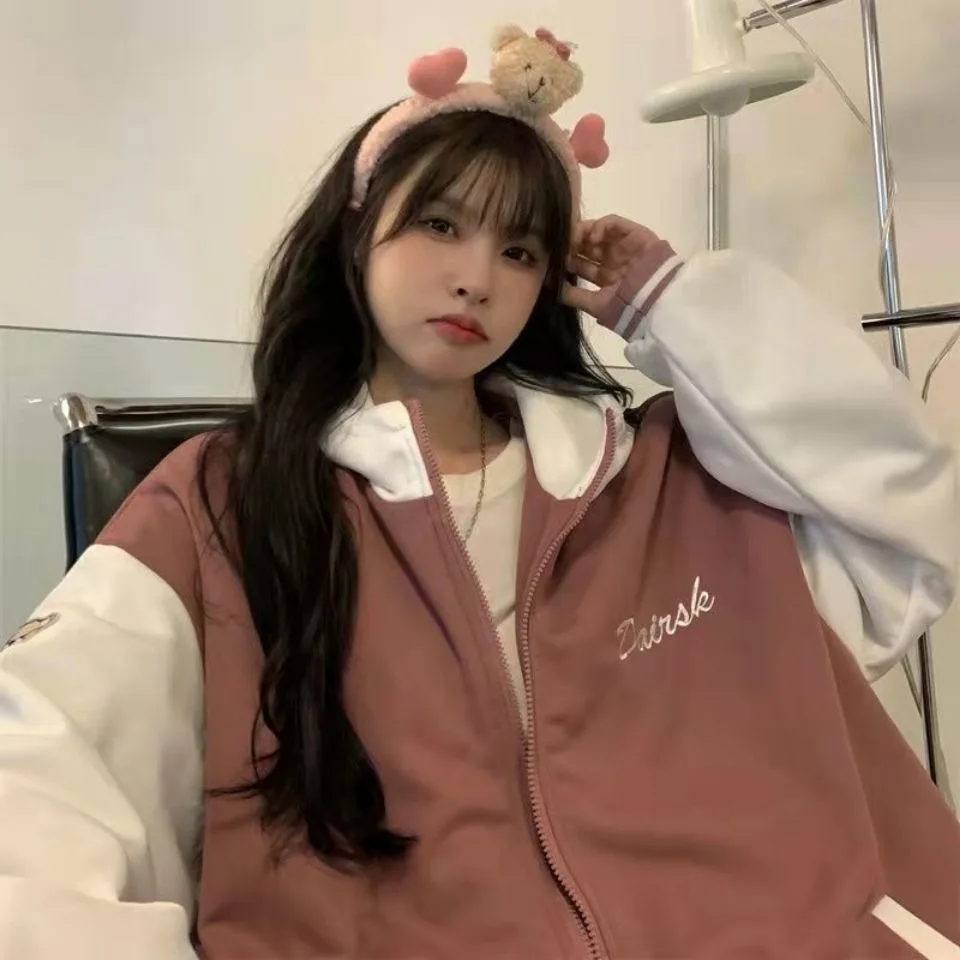 2024 Autumn/Winter New Women\'s Hoodie Jacket Korean Edition Loose Student Multi functional Fashion Baseball Jacket Women\'s Wear