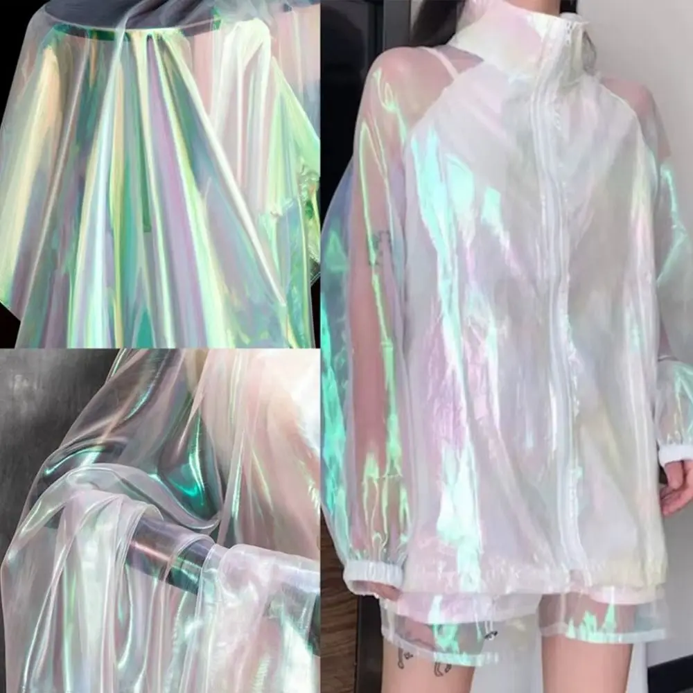 

Decoration Tulle Shiny Laser Tulle Transparent Thin Organza Fabrics Decor Voile Stage