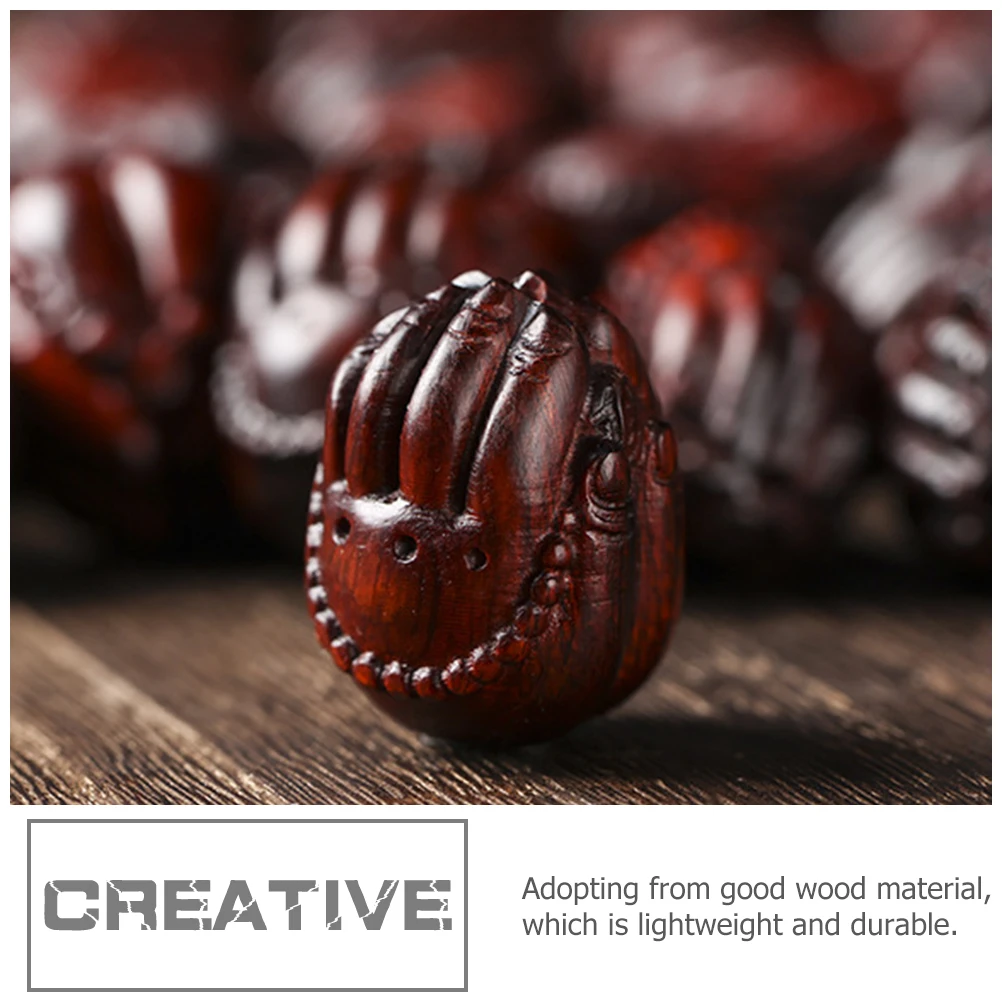 

1pcs Natural Wood Beads Vintage Padauk Adorn Carved Handmade Craft Ornament Diy Pendant Supply For Keychain Decoration