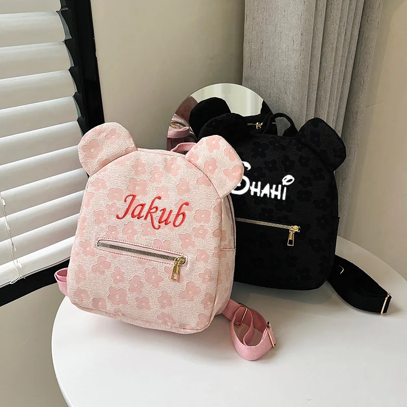 Mochila de oso de peluche personalizada con nombre bordado, mochila escolar para niños, regalos de fiesta del Día del Niño, bolsas de cumpleaños con