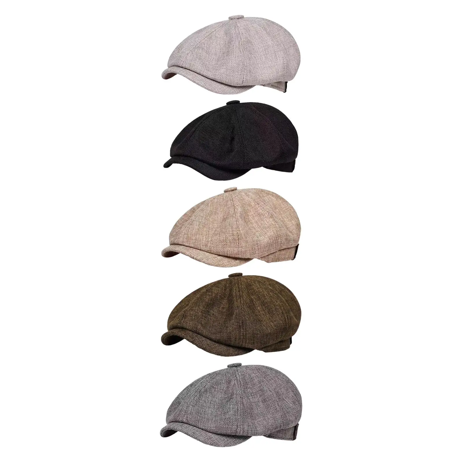 Casual Linen Beret Hat for Men Women Octagonal Cabbie Cap Golf Sports Driving Hat Spring Summer Outdoor Lightweight Unisex