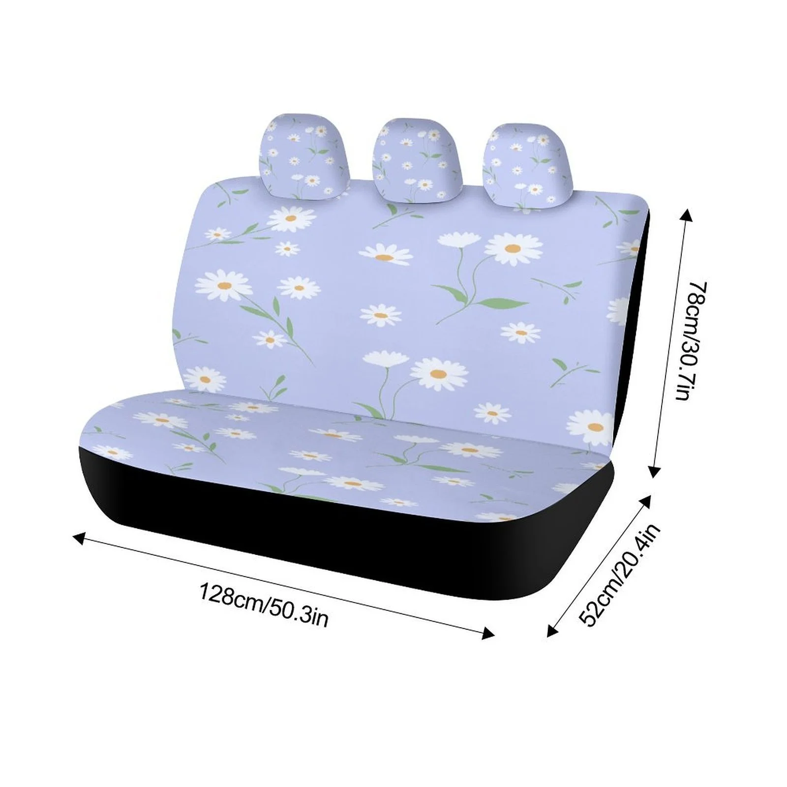 Set Of Car Seat Covers Featuring A Daisy Pattern, Suitable For Various Vehicles. Stylish And Breathable, These Decorative Covers