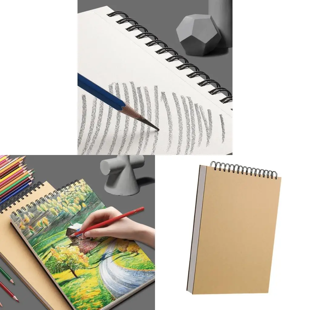 Art Pad with 60 Thick Blank Sheets Top Wire Drawing Book for Students School Tasks Study Use and Travel