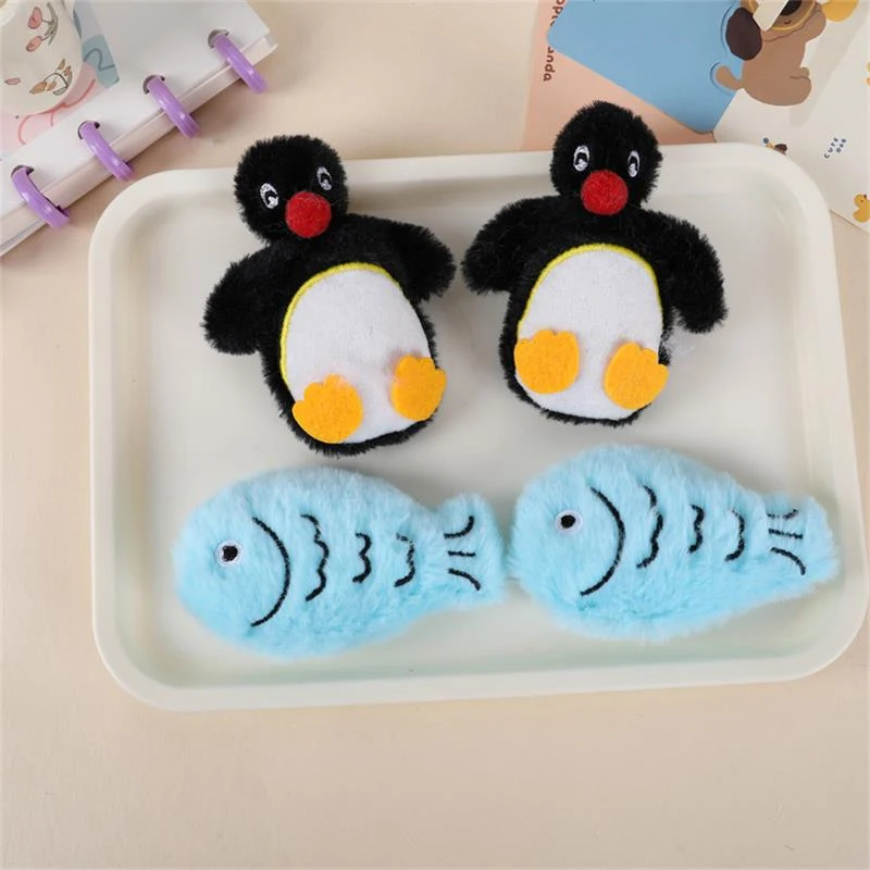 Cartoon Cute Penguin Fish Companion Stuffed Doll Toys Creative Funny Plush Squeaking Keychain Pendant Bag Hanging Ornaments Gift