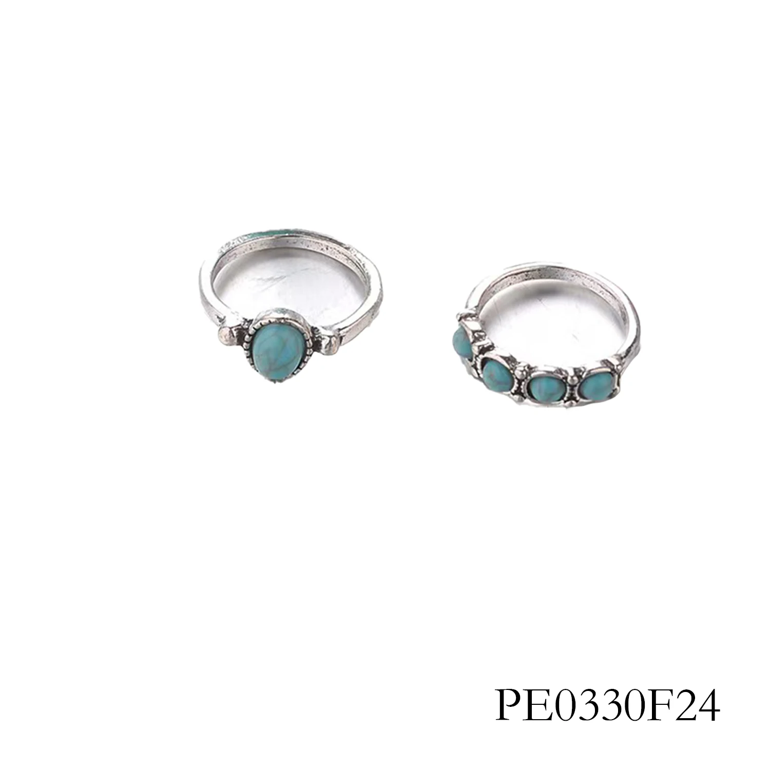 PESENAR Set di anelli in pietra turchese vintage stile anni '60 per accessori per feste in costume Boho retrò, ideali per giochi di ruolo e cosplay