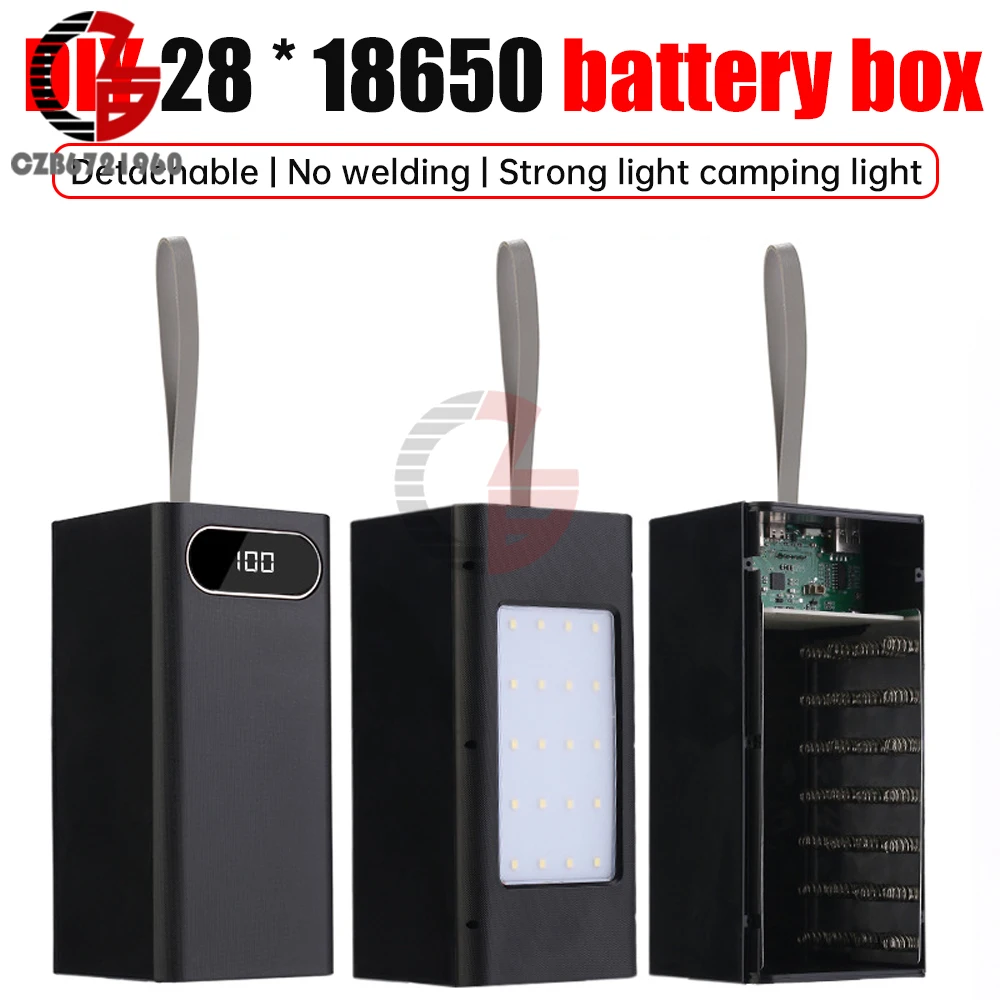 

28x18650 Battery Storage Box Flashlight Battery Charger Box Power Bank Holder Mobile Power Solder Free kit Battery Shell Storage