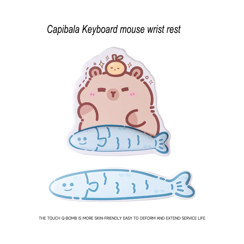 Capybara Mouse Pad With Wrist Rest Fish Keyboard Pad Ergonomics Thicken Non-Slip Rubber Base Rebound Memory Sponge Mouse Mats