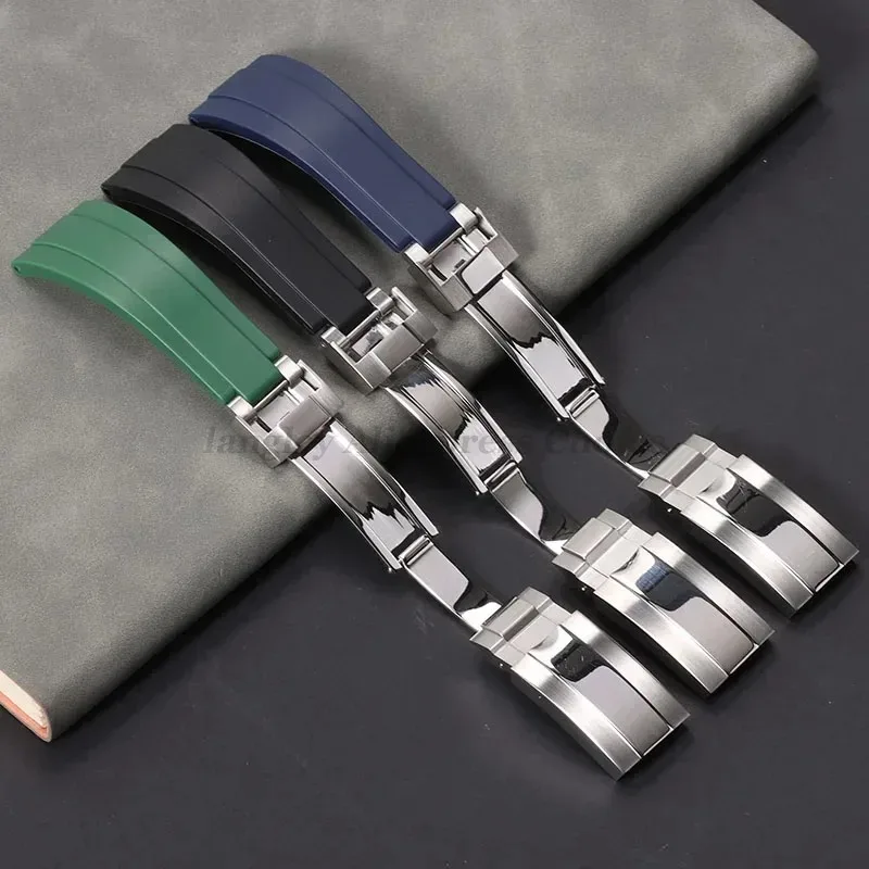 حزام ساعة مطاطي لساعة رولكس بتوقيت جرينتش دايتونا الغواصة غواص سيليكون حزام استبدال شبح الماء الأخضر 20 ملم حزام سوار
