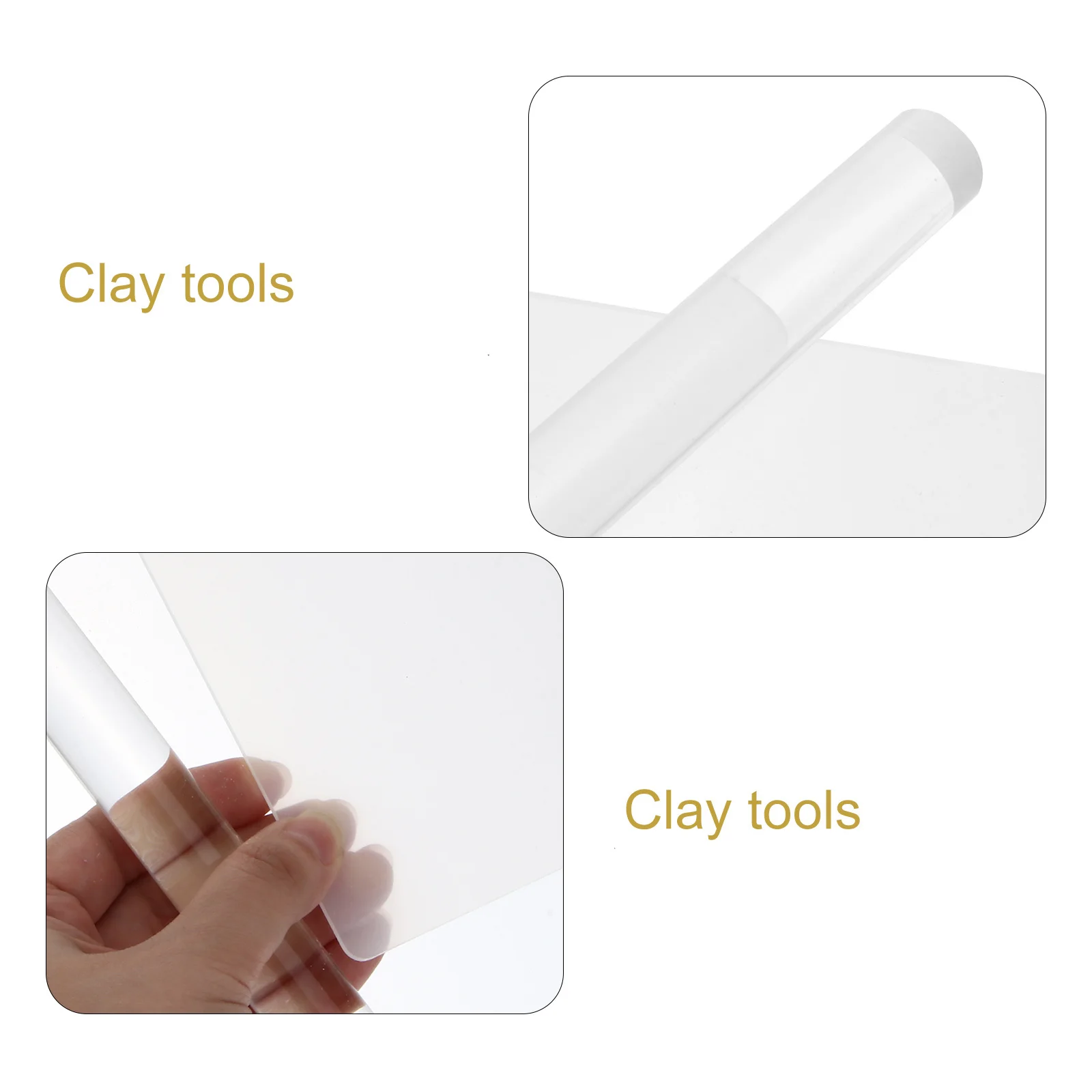 2pcs Acrylic Clay Roller Sheet Board With Grid For Polymer Clay Tools Craft Molding Kit Modeling Supplies Pottery Art Projects