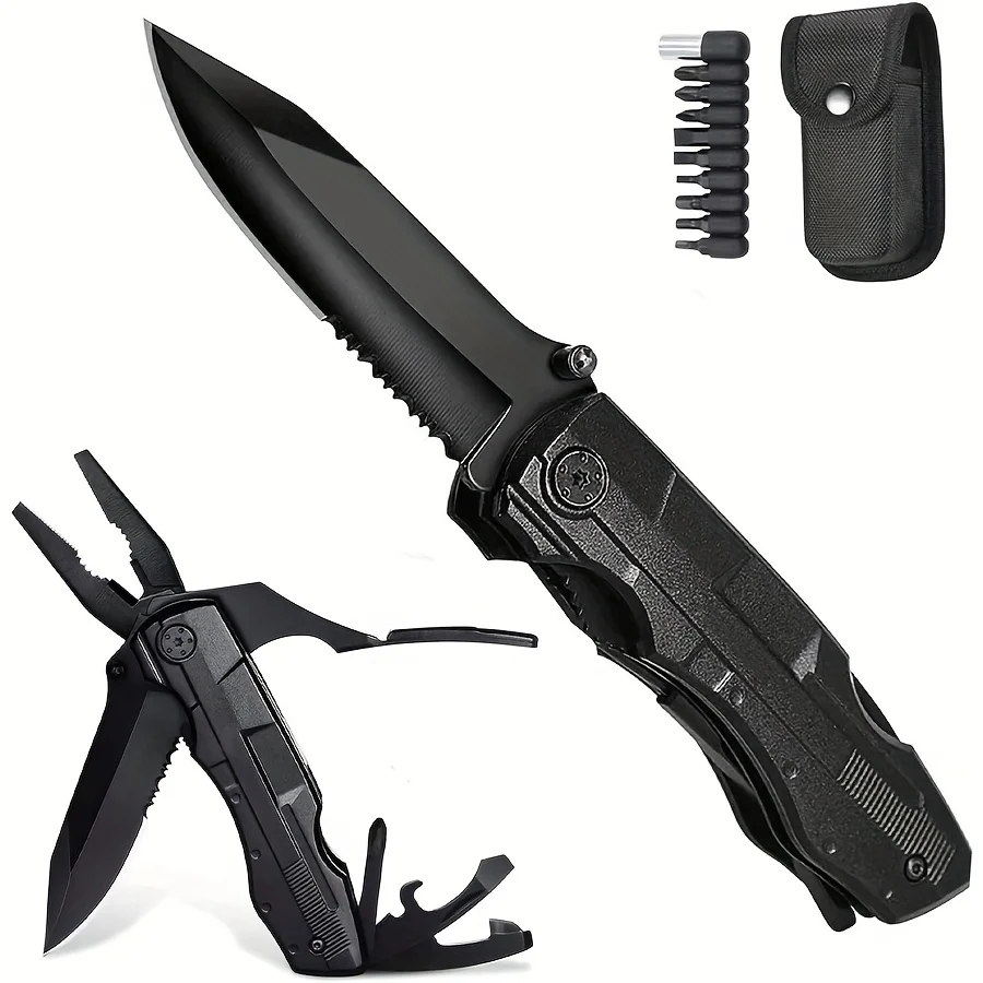 Multifunktionsmesser für Herren, Mehrzweckzangenset, Taschenmesser, Outdoor-Überlebensmesser, geeignetes Geschenk für Vater, Freund, Ehemann, Camping-, Überlebens- und Wanderausrüstungsset.