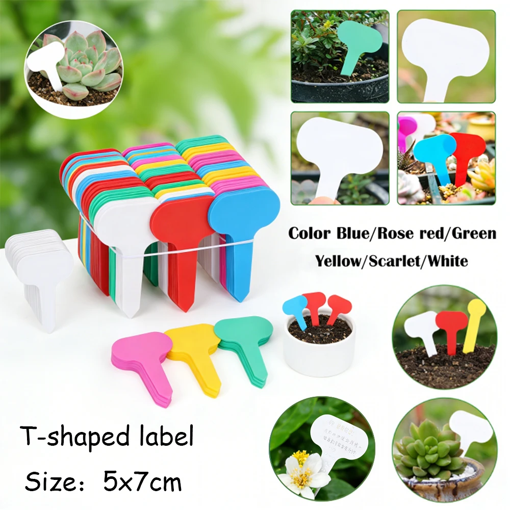 

50-200Pcs Reusable Garden Markers , T-Type Plastic Plant Labels Waterproof for Seedlings & Pots, Durables Plant Tags 5x7cm ﻿