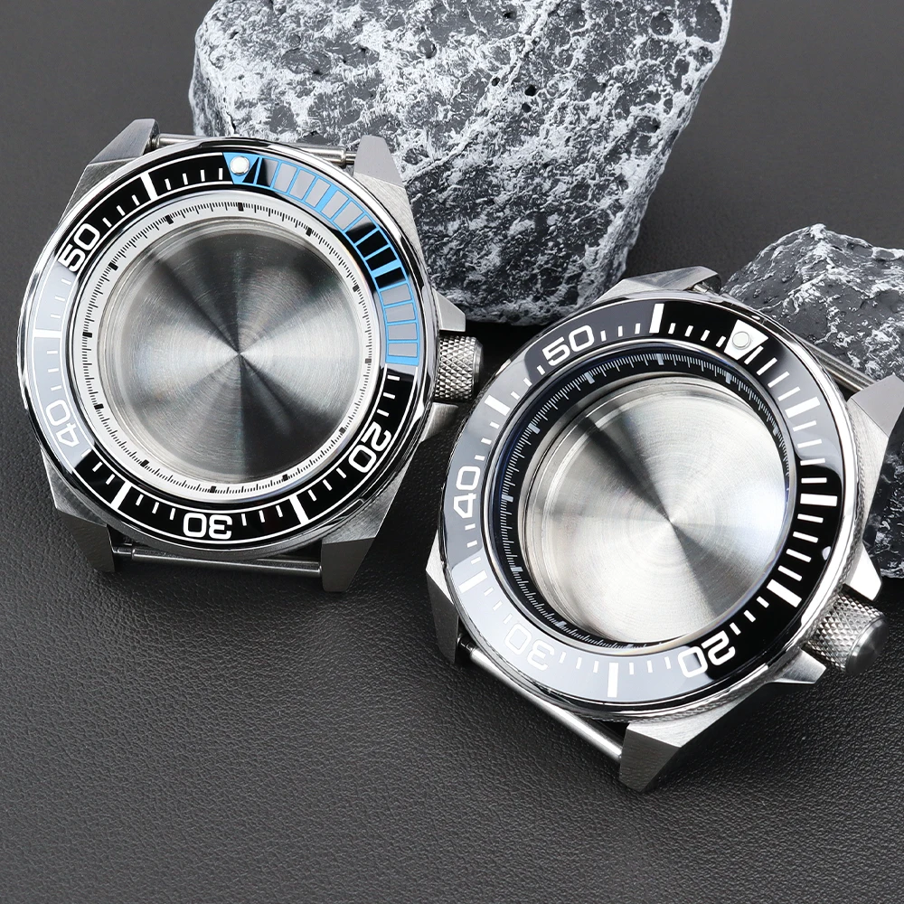 43mm NH35 NH36 Stainless Steel Watch Case Sapphire Glass For Mod King Samurai NH34 NH35 NH36 Movement Men Watch Case Repair Part