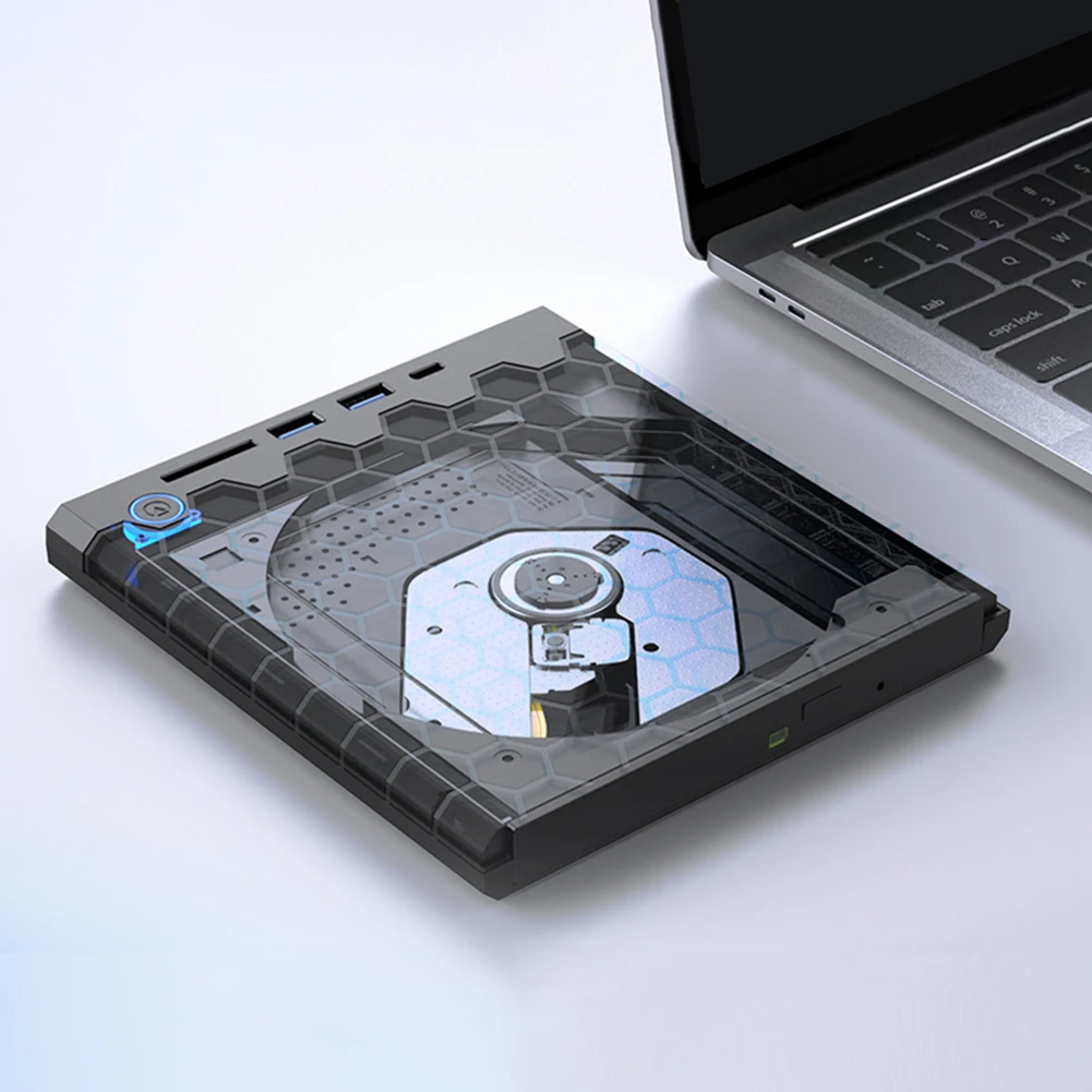 ไดรฟ์ CD/DVD ภายนอก USB 3.0 Type-C เครื่องเขียนแผ่น CD/DVD แบบพกพา พร้อมช่องใส่การ์ด SD/TF เครื่องเขียนแผ่น DVD ภายนอก ช่องอ่านการ์ด TF สำหรับแล็ปท็อป Macbook และพีซี