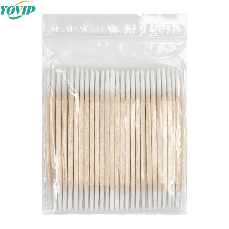 Double-Pointed Disposable Ultra-Small Cotton Swab Brush Lint Free Micro Wood Makeup Brushes Eyelash Extension Glue Removing Tool