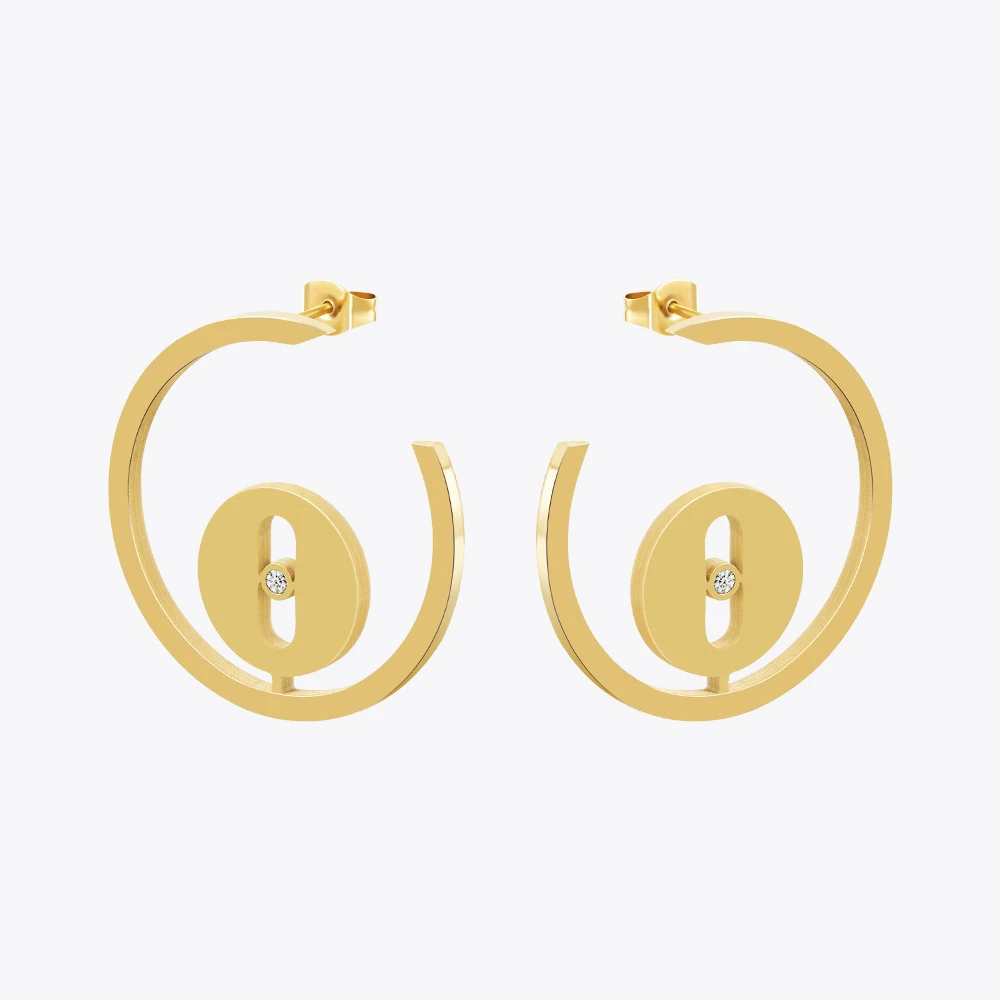 

Enfashion Aros Cutout Zircon Hoop Earrings Stainless Steel 18k Gold Plated Trendy Fashion Jewelry For Women Dropship E231505