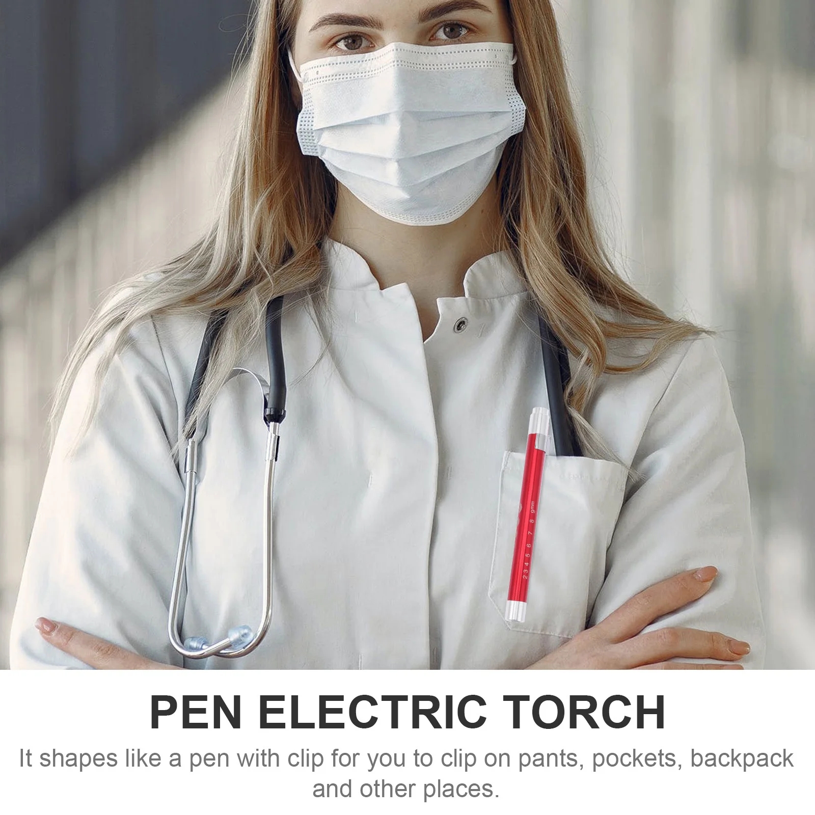 

2pcs Medical Pen Light Yellow Reusable Led Inspection Lamp With Clip For Pupil Examination Pocket-Sized Teaching Equipment Tool