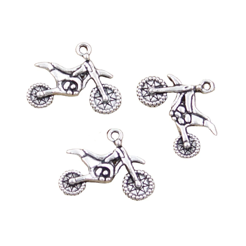 10pcs Charms Motorcycle Motorcross 17x23mm Antique Making Pendant fit,Vintage Tibetan Silver color,DIY Handmade Jewelry