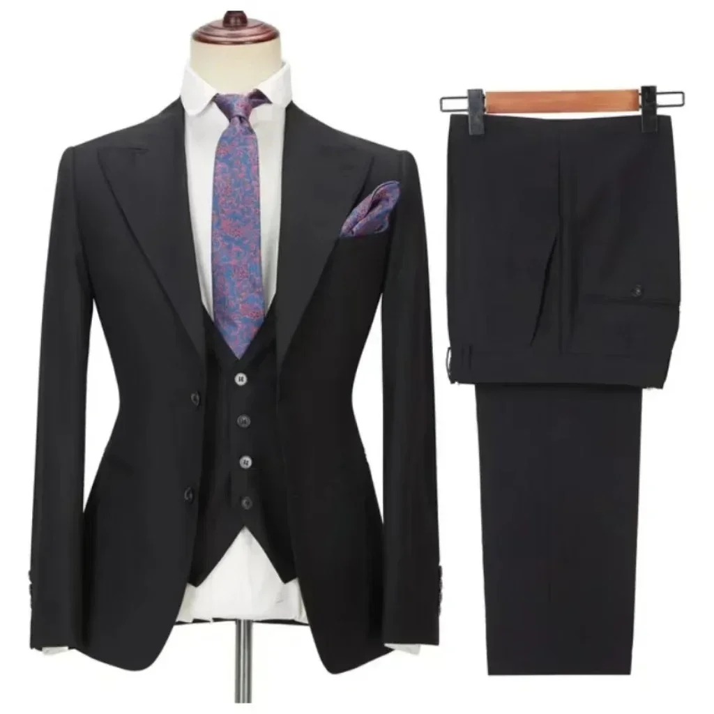 

Classic Peaked Lapel Tuxedo Blazer for Men, 3 Piece Suits, Slim Fit, Evening Party, Business, Wedding, Luxury Prom Tuxedo Set