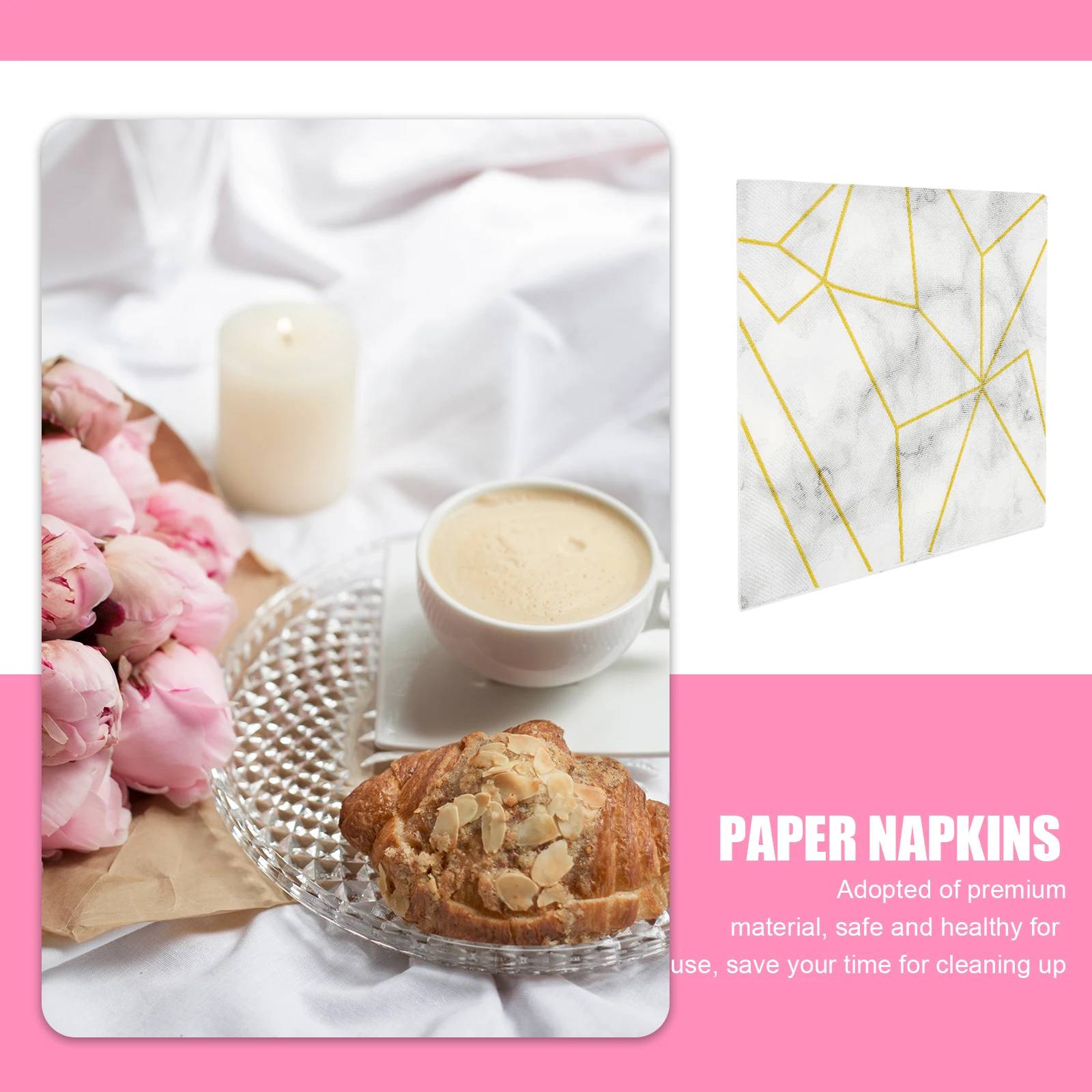 

2 Bags Marble Napkin Disposable Dinner Napkins Guest Hand Towels Paper Printed Party Birthday
