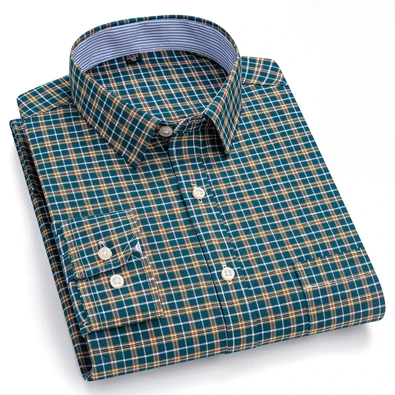 New in shirt plus size 7XL 100%cotton oxford long-sleeve shirts for men slim fit formal plain shirt soft casual plaid clothes