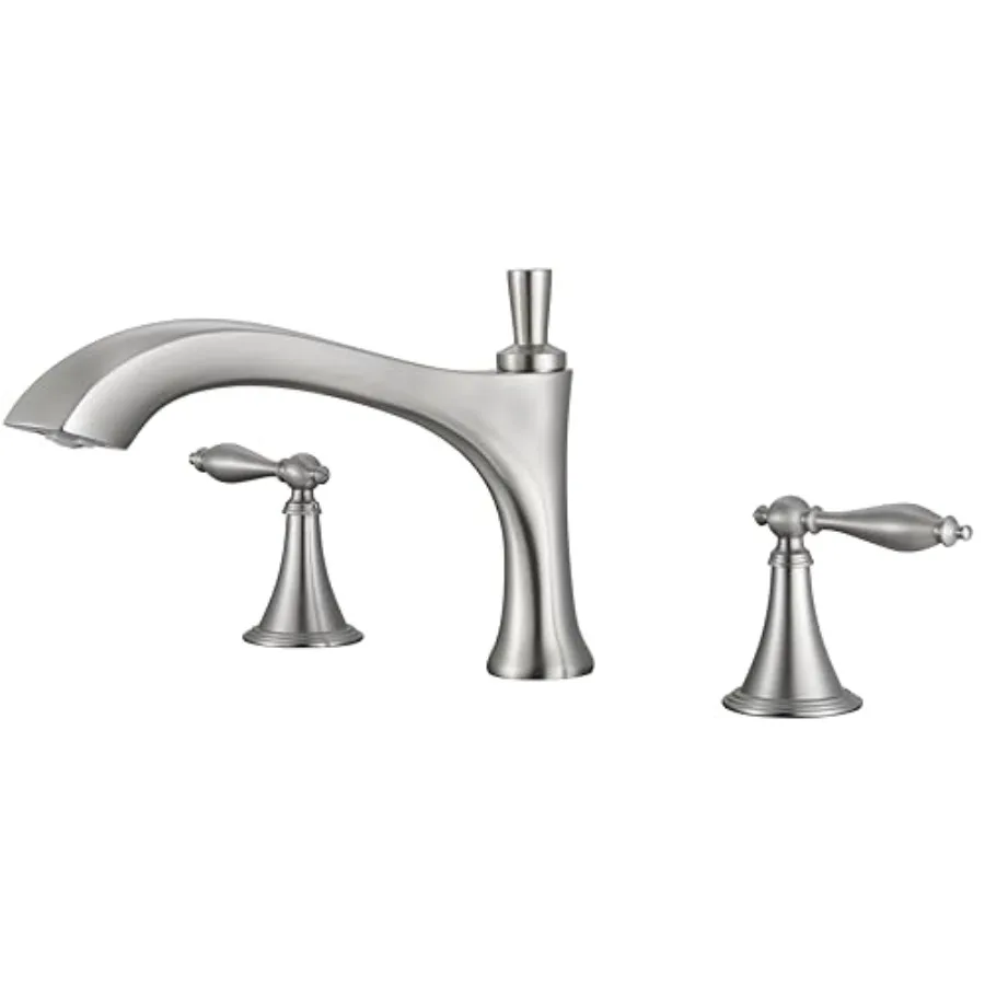 

Antique-Inspired Brass Bathtub Faucet2-Handle Medium Arc Roman Tub Faucet with Valve Deck Mount Tub Filler 11-inch Spout 3-Hole