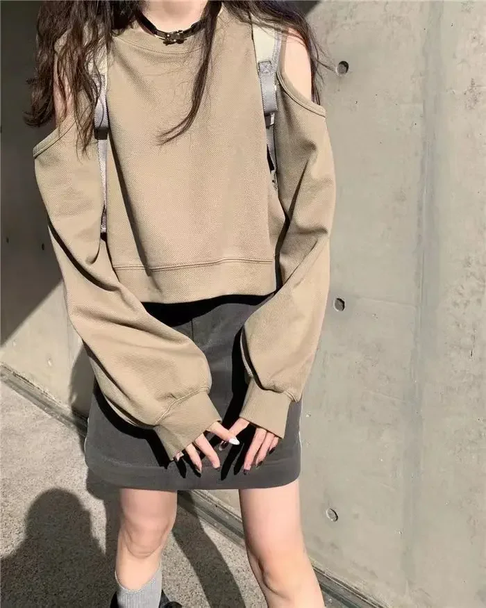 Korean Hoodies for Women Fashion Off Shoulder Long Sleeve Pullovers Oversized Tops 2023 Ropa Mujer Casual Harajuku Hoodie Plus s