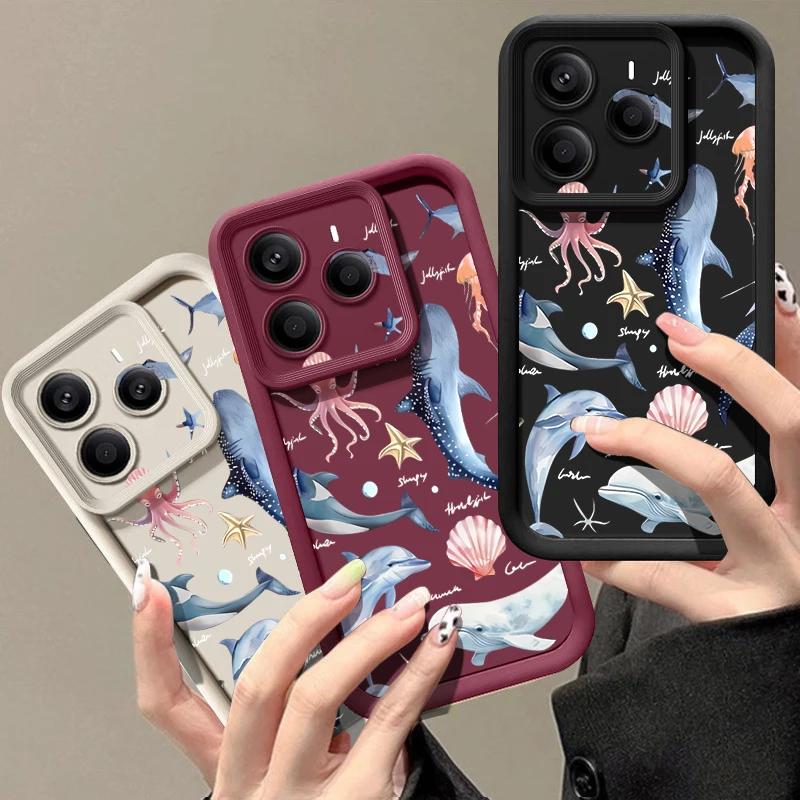 Cute Dolphin Patterned Soft Case For Xiaomi Redmi Note 15 14 13 12 Pro 4G Note 13 14 Pro Plus 15 5G 11 Pro 13C TPU Phone Cover view 2